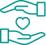 Icon of two hands surrounding a heart