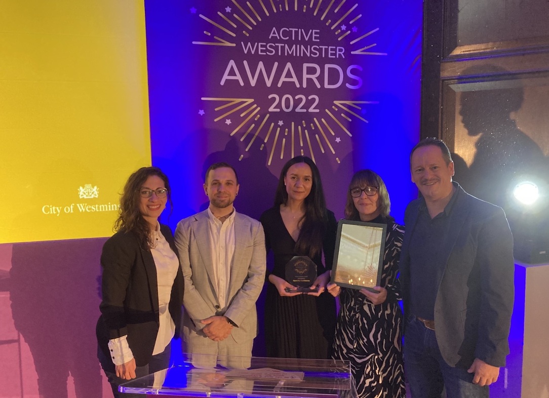 Group posing with awards at the Active Westminster Awards 2022
