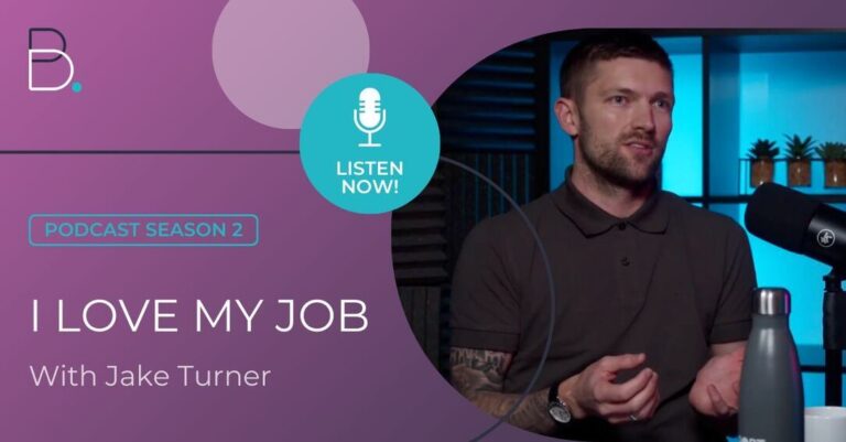 Promotional graphic for the “I Love My Job” podcast episode featuring Jake Turner